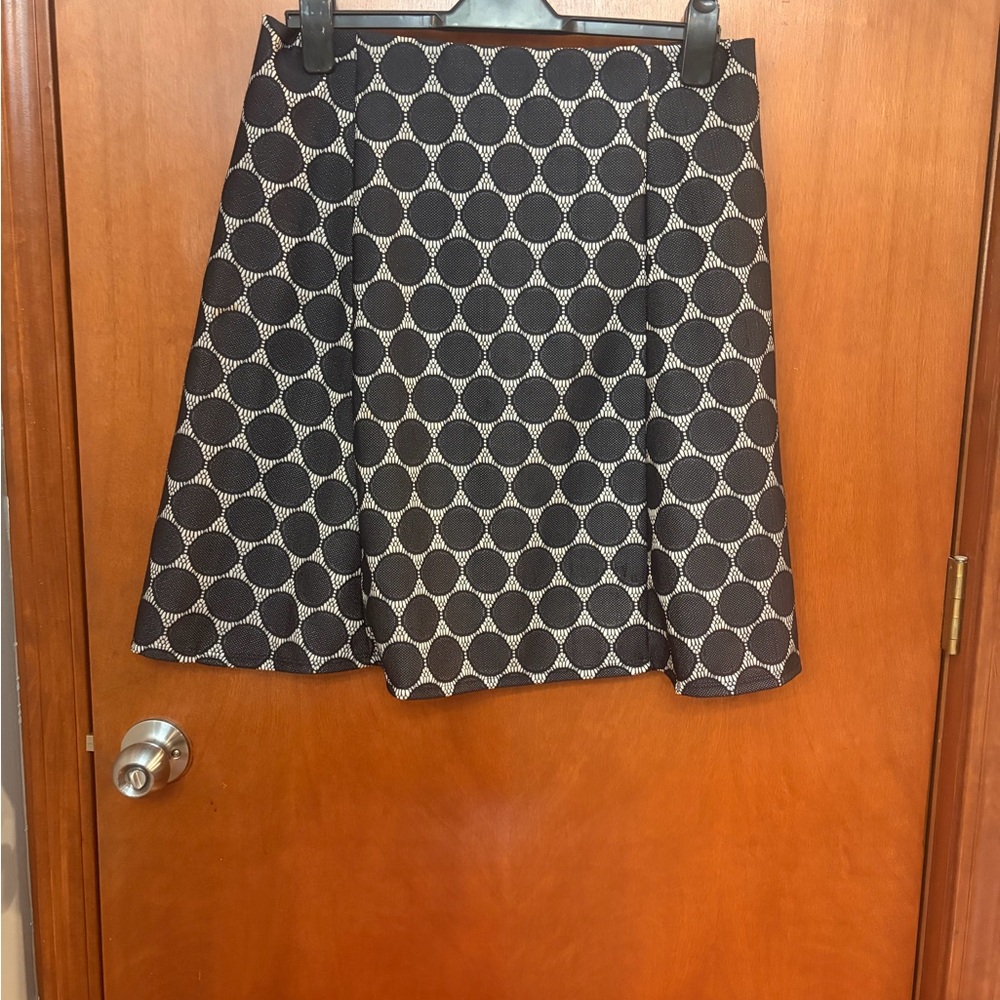 Renee C. Navy and White Geometric A-Line Skirt